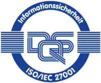 Siegel der DQS GmbH für erfolgreiche ISO/IEC 27001:2022 Zertifizierung