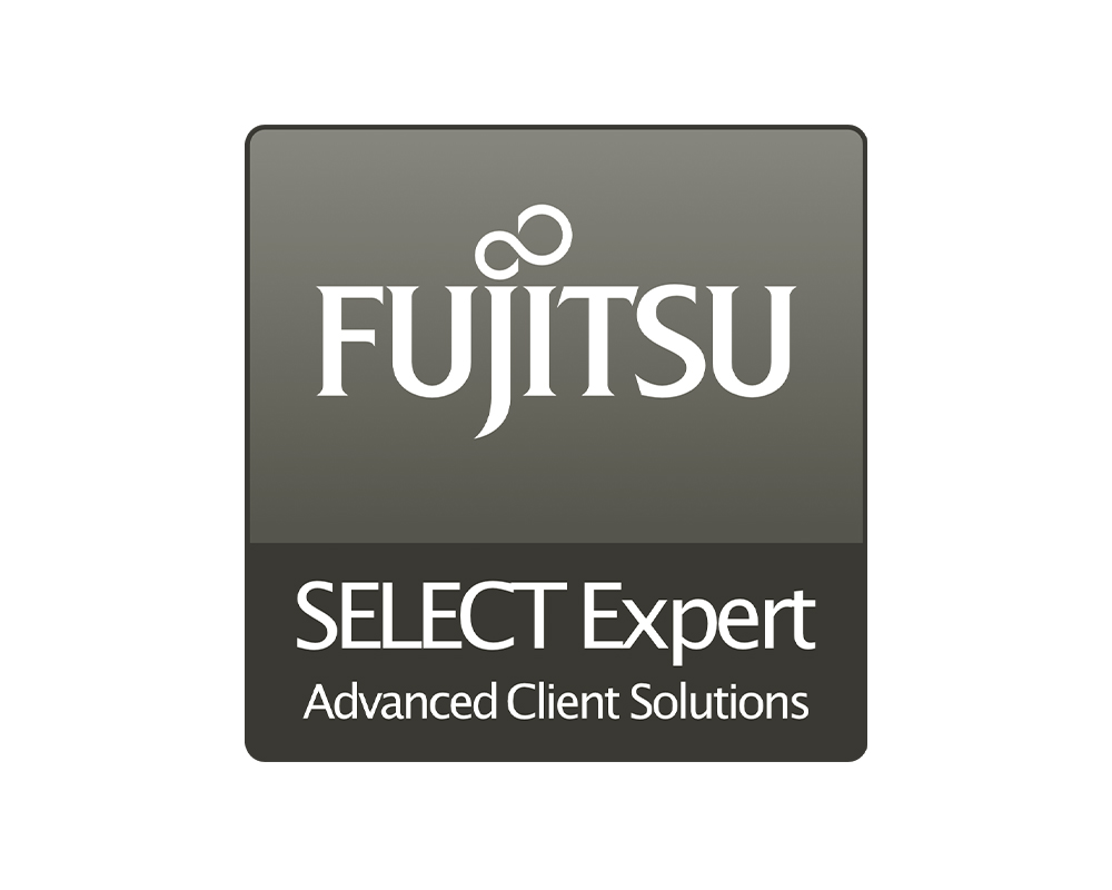 Fujitsu SELECT Expert Partner Logo als Kennzeichnung einer qualifizierten Technologiepartnerschaft für professionelle IT-Infrastrukturlösungen.