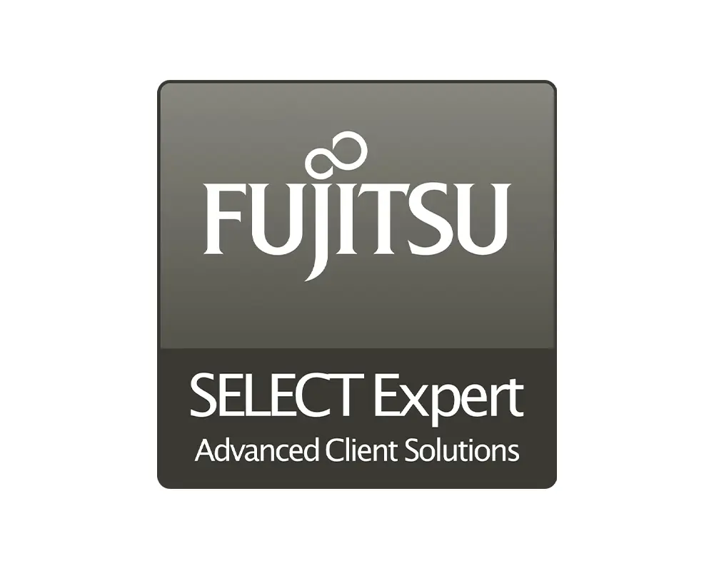 Fujitsu SELECT Expert Partner Logo als Kennzeichnung einer qualifizierten Technologiepartnerschaft für professionelle IT-Infrastrukturlösungen.