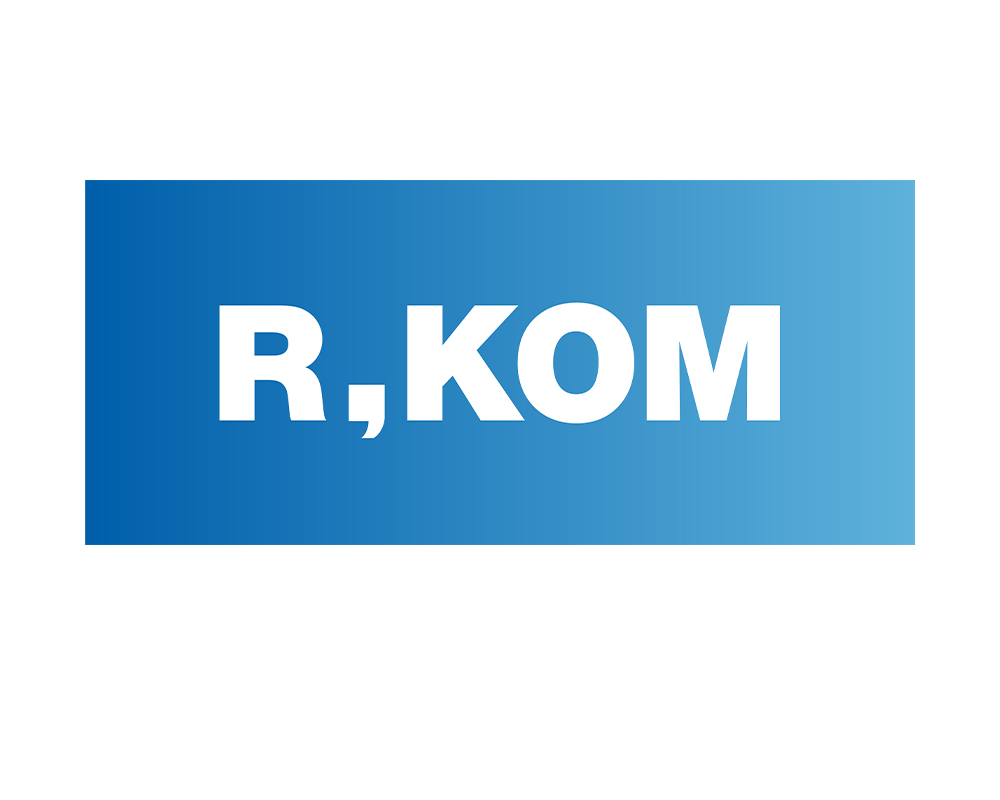 Logo von R-KOM, einem regionalen Telekommunikationsanbieter für Glasfaserinternet und moderne Kommunikationslösungen.