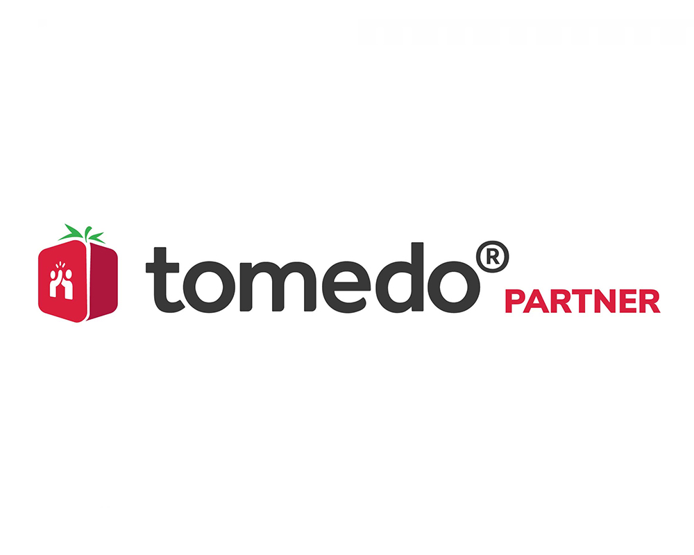 Logo von tomedo, einer Praxissoftware für Ärzte und medizinische Einrichtungen.